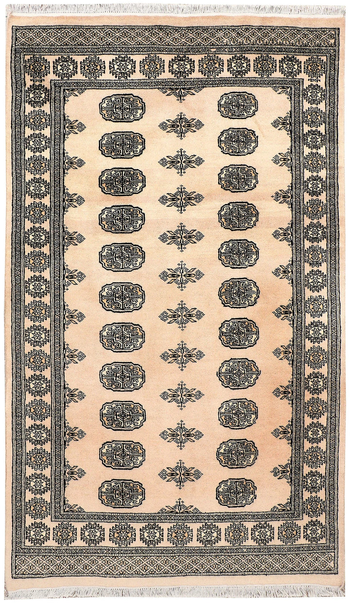 Brown Pakistani Bokhara Rug 4' x 6'8" Hand-Knotted | No. QA11747