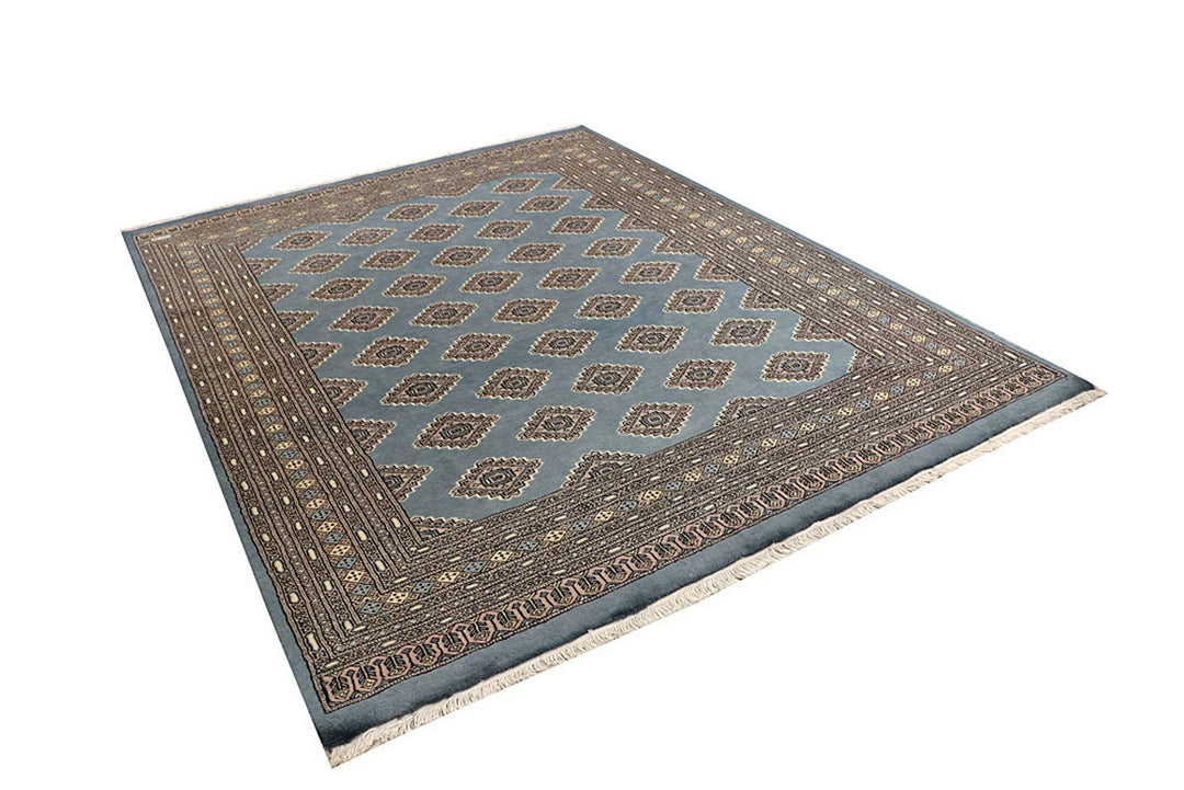 Dark Grey Pakistani Jaldar Rug 6' 6" x 8' 6" Hand-Knotted | No. QA11806