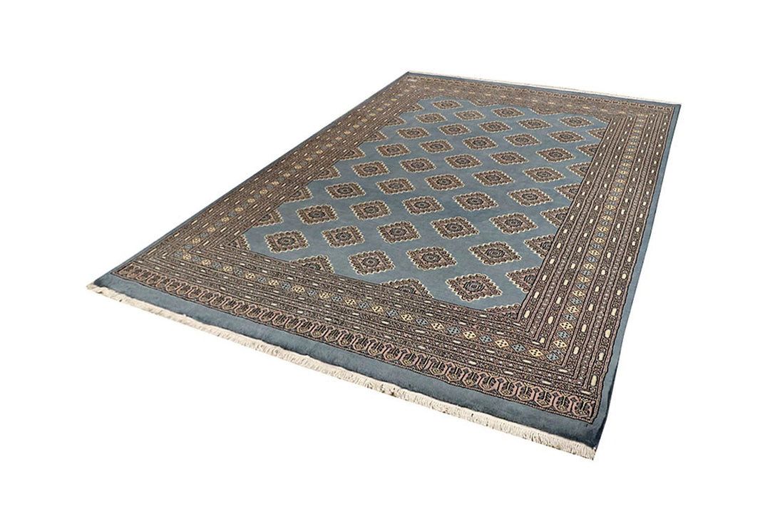 Dark Grey Pakistani Jaldar Rug 6' 6" x 8' 6" Hand-Knotted | No. QA11806