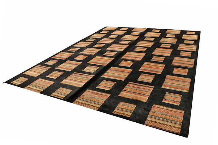 Grey Pakistani Gabbeh Rug 9' 1" x 12' Hand-Knotted | No. QA11842