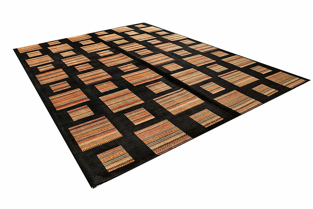 Grey Pakistani Gabbeh Rug 9' 1" x 12' Hand-Knotted | No. QA11842