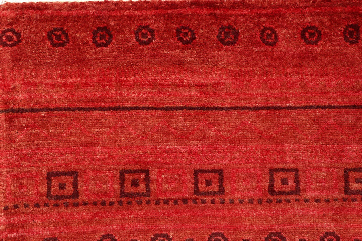 Crimson Pakistani Gabbeh Rug 3' 2" x 4' 10" Hand-Knotted | No. QA11977