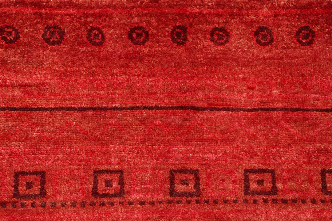 Crimson Pakistani Gabbeh Rug 3' 2" x 4' 10" Hand-Knotted | No. QA11977
