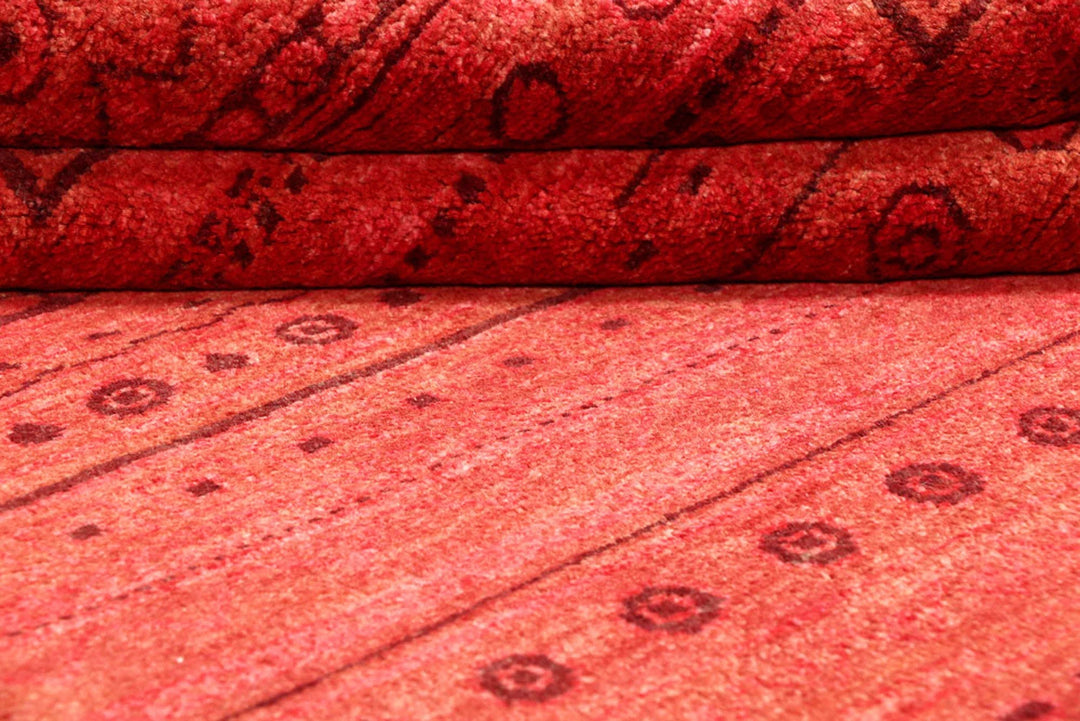 Crimson Pakistani Gabbeh Rug 3' 2" x 4' 10" Hand-Knotted | No. QA11977