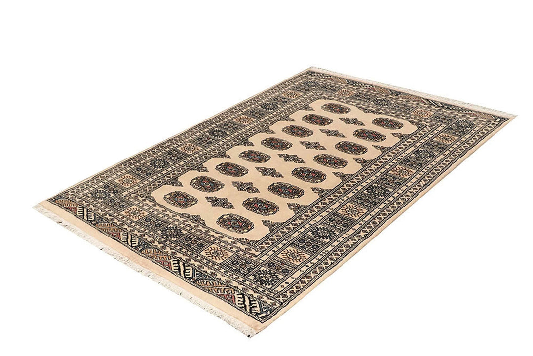 Brown Pakistani Bokhara Rug 3' 11" x 5' 10" Hand-Knotted | No. QA11981
