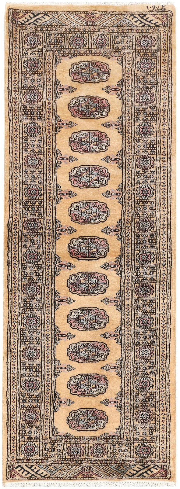 Yellow Pakistani Bokhara Rug 2' 2" x 5' 10" Hand-Knotted | No. QA12275