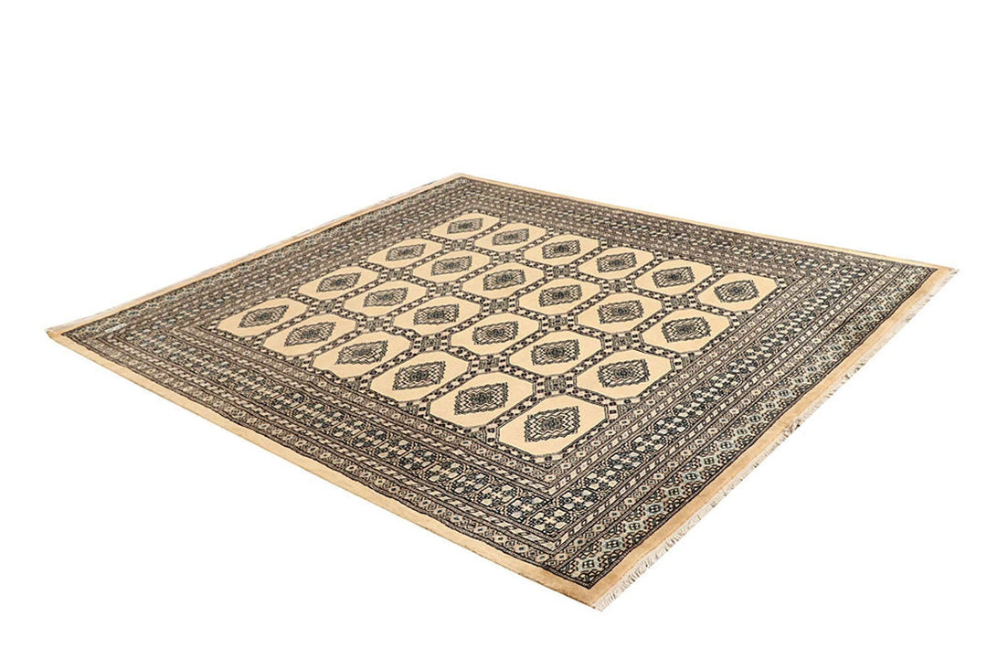 Brown Pakistani Jaldar Rug 6' 7" x 7' 3" Hand-Knotted | No. QA12344