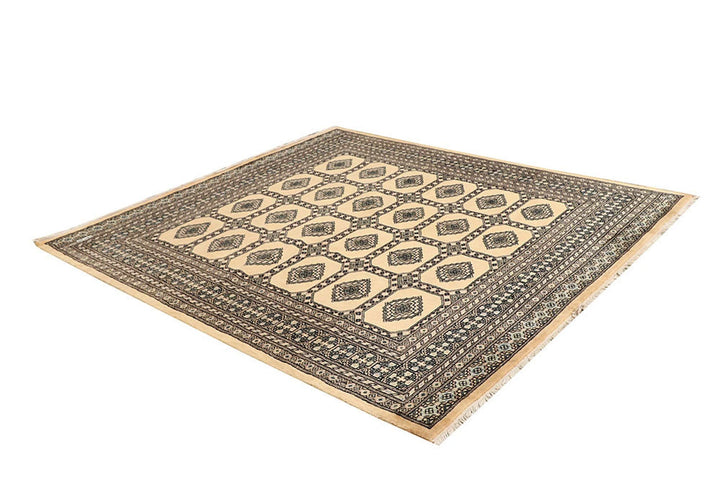 Brown Pakistani Jaldar Rug 6' 7" x 7' 3" Hand-Knotted | No. QA12344