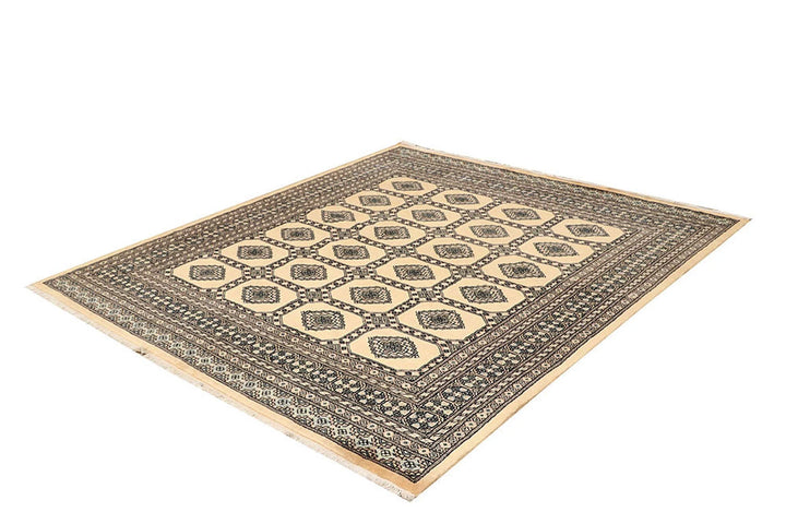 Brown Pakistani Jaldar Rug 6' 7" x 7' 3" Hand-Knotted | No. QA12344