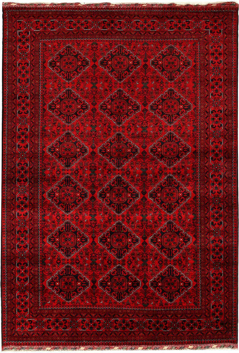 Dark Red Afghan Khal Mohammadi Rug 6' 5" x 9' 3" Hand-Knotted | No. QA12359