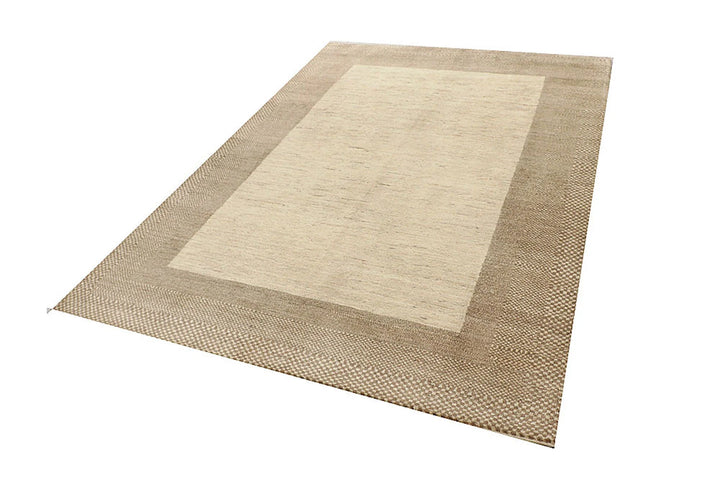 Brown Pakistani Gabbeh Rug 5' 7" x 7' 11" Hand-Knotted | No. QA12403