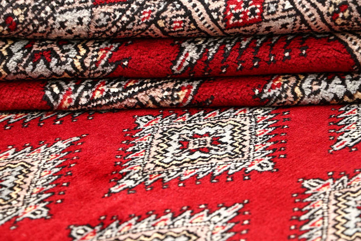 Red Pakistani Jaldar Rug 5' 11" x 9' 3" Hand-Knotted | No. QA12575