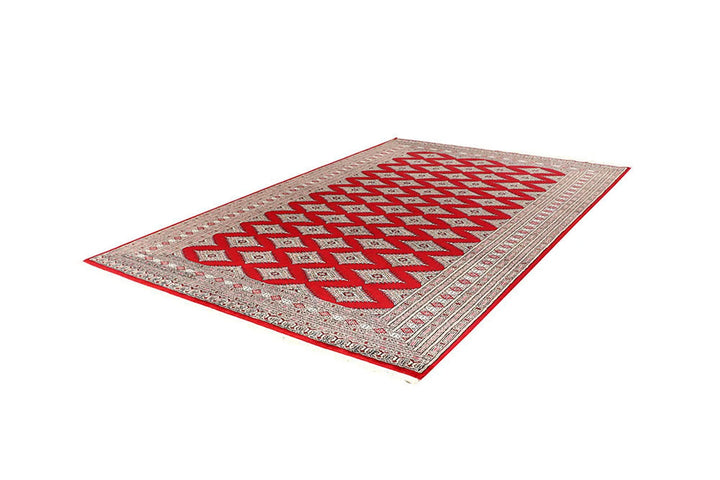Red Pakistani Jaldar Rug 5' 11" x 9' 3" Hand-Knotted | No. QA12575