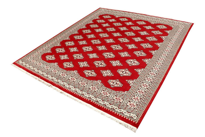 Red Pakistani Jaldar Rug 6' 6" x 7' 5" Hand-Knotted | No. QA12672