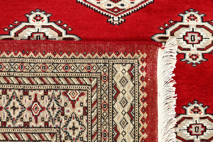 Red Pakistani Jaldar Rug 6' 6" x 7' 5" Hand-Knotted | No. QA12672