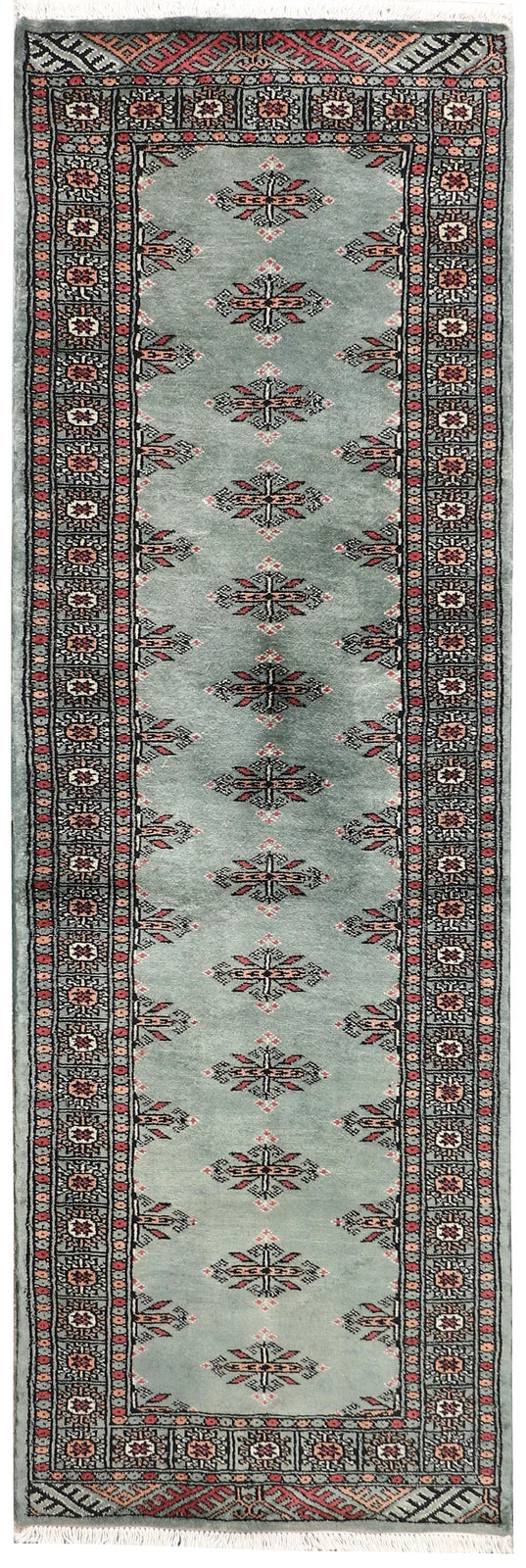 Dark Olive Green Pakistani Butterfly Rug 2' x 6'2" Hand-Knotted | No. QA12751