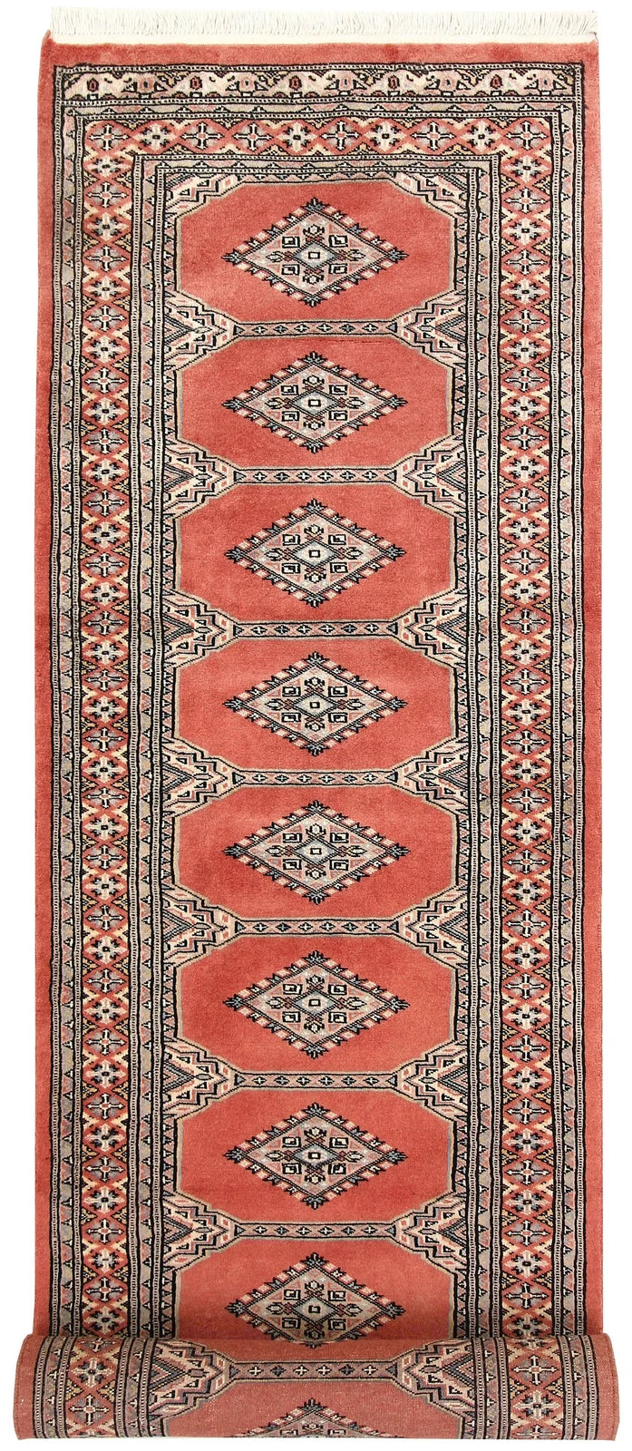 Coral Pakistani Jaldar Runner Rug 2' 7" x 10' Hand-Knotted | No. QA12904
