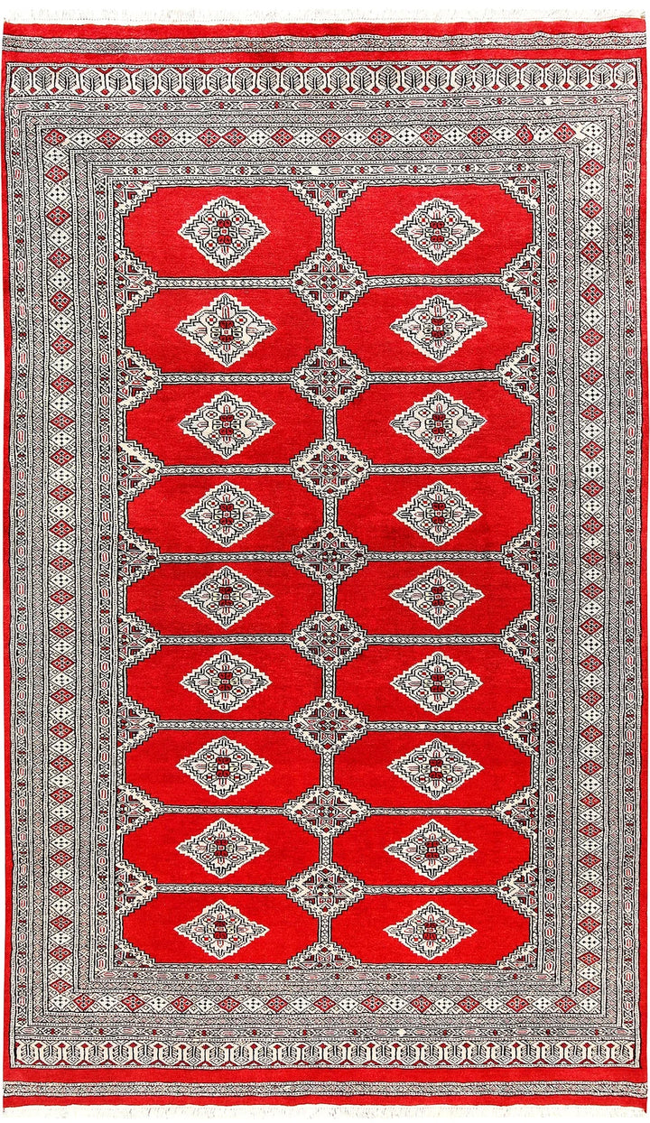 Red Pakistani Jaldar Rug 5' 1" x 8' 6" Hand-Knotted | No. QA13003