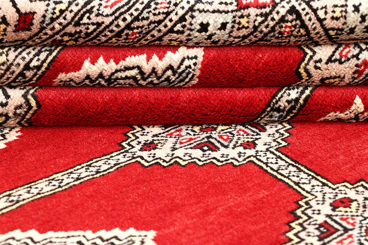 Red Pakistani Jaldar Rug 5' 1" x 8' 6" Hand-Knotted | No. QA13003
