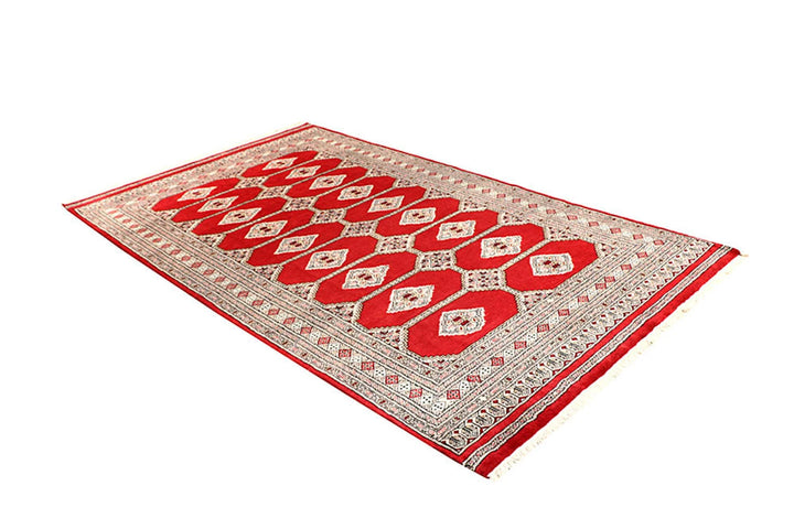 Red Pakistani Jaldar Rug 5' 1" x 8' 6" Hand-Knotted | No. QA13003