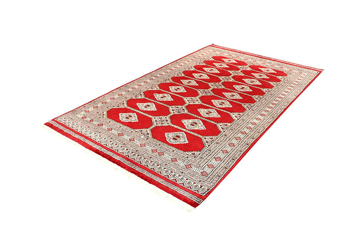 Red Pakistani Jaldar Rug 5' 1" x 8' 6" Hand-Knotted | No. QA13003