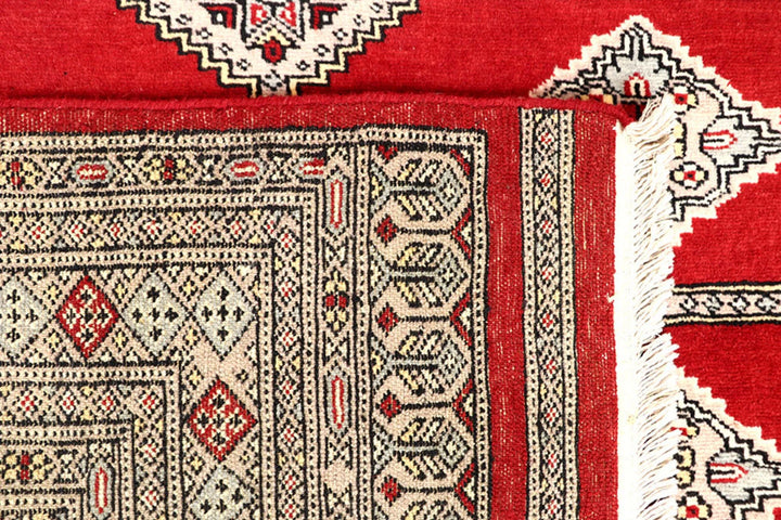 Red Pakistani Jaldar Rug 5' 1" x 8' 6" Hand-Knotted | No. QA13003