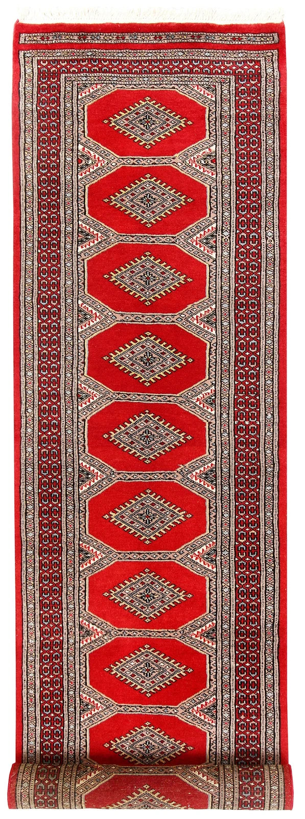 Red Pakistani Jaldar Rug 2' 3" x 9' 5" Hand-Knotted | No. QA13044