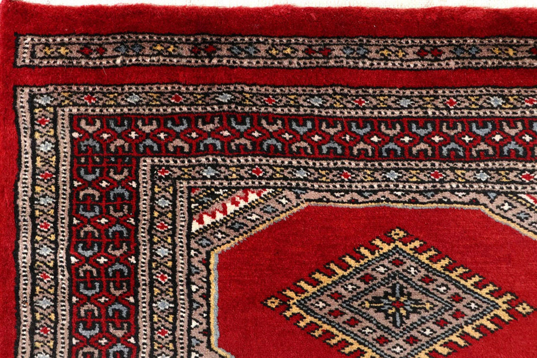 Red Pakistani Jaldar Rug 2' 3" x 9' 5" Hand-Knotted | No. QA13044