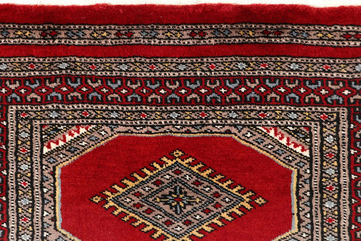 Red Pakistani Jaldar Rug 2' 3" x 9' 5" Hand-Knotted | No. QA13044