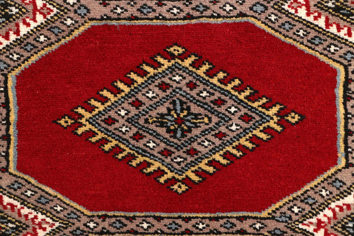 Red Pakistani Jaldar Rug 2' 3" x 9' 5" Hand-Knotted | No. QA13044