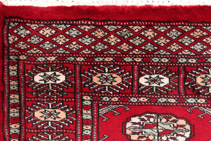 Dark Red Pakistani Bokhara Rug 2' 3" x 5' 9" Hand-Knotted | No. QA13075