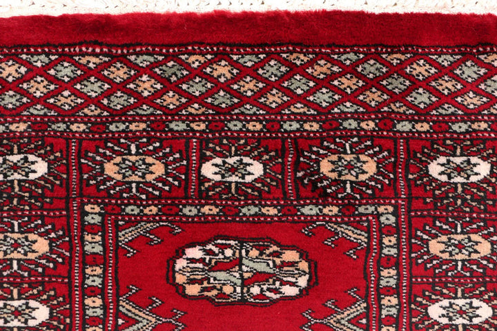 Dark Red Pakistani Bokhara Rug 2' 3" x 5' 9" Hand-Knotted | No. QA13075