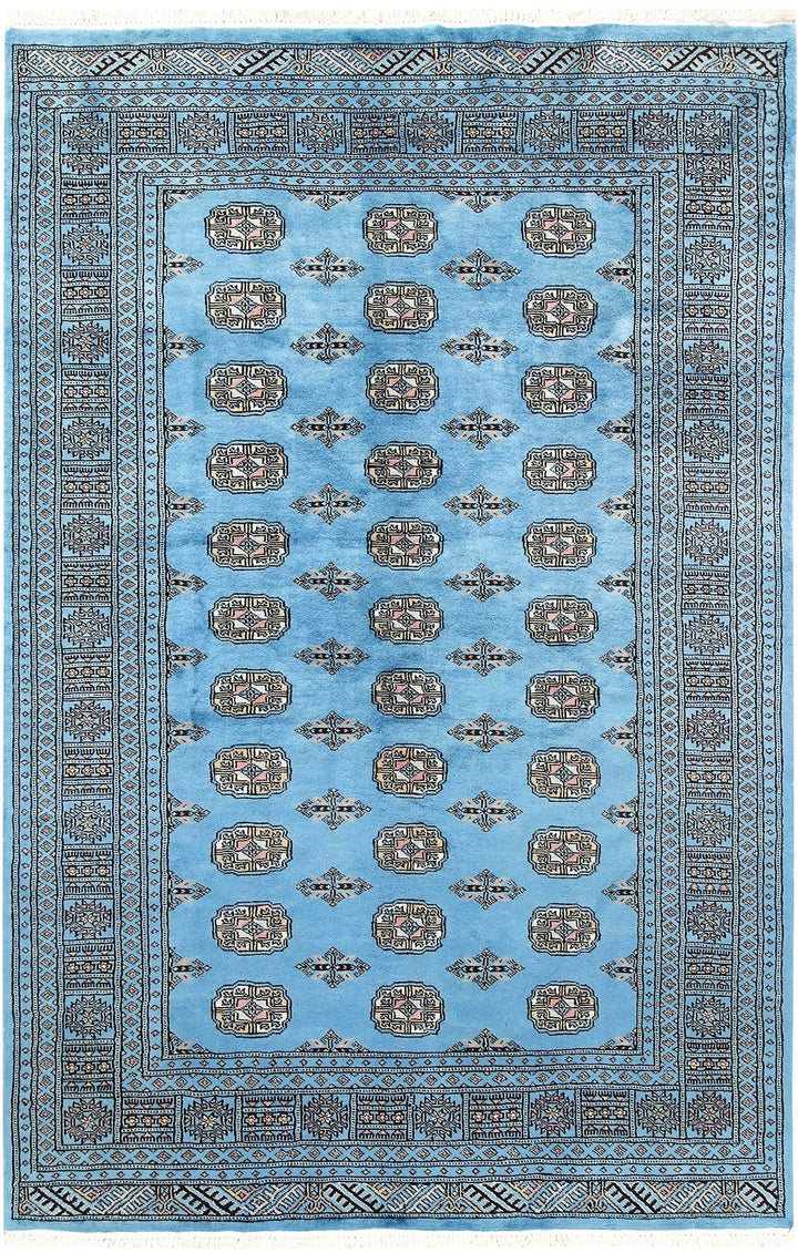 Blue Bokhara Rug 5' x 7'7" Hand-Knotted | No. QA13148