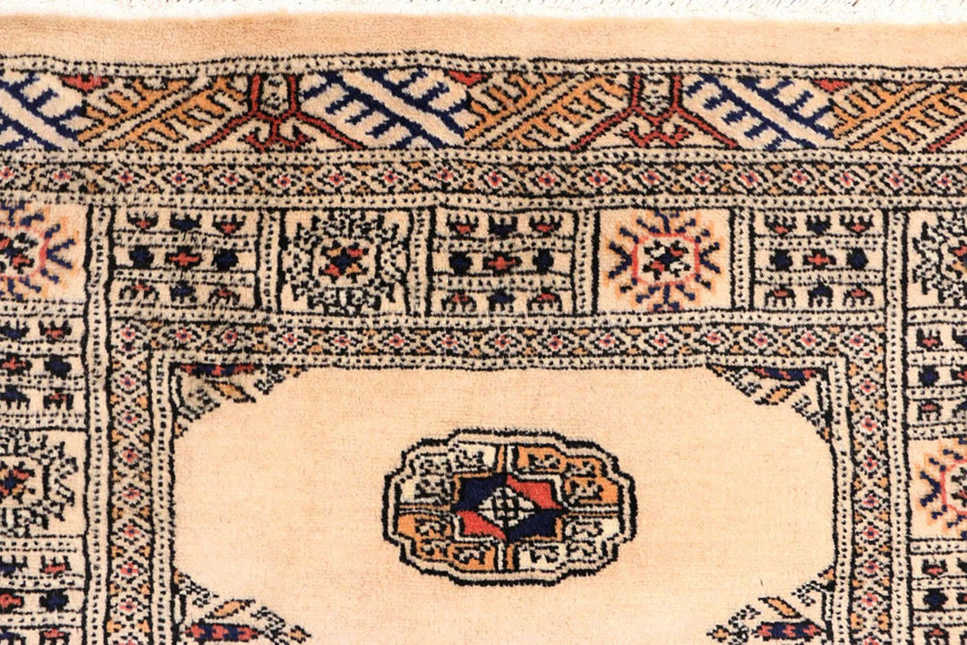 White Bokhara Rug 2' 7" x 10' " Hand-Knotted | No. QA13194