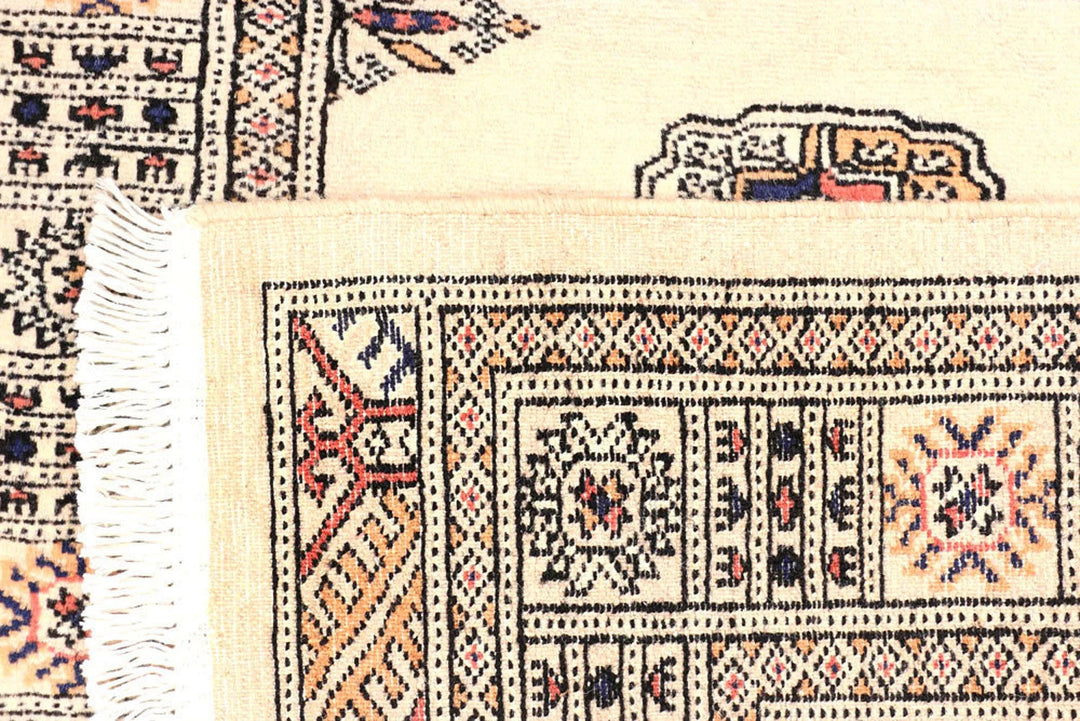 White Bokhara Rug 2' 7" x 10' " Hand-Knotted | No. QA13194