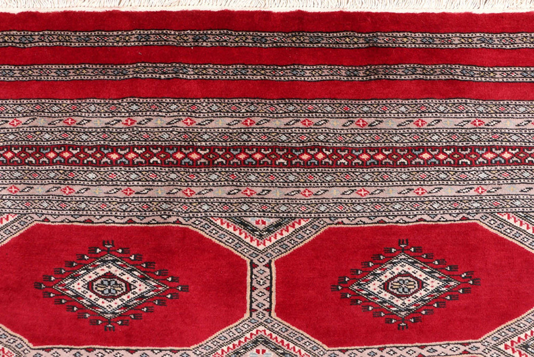 Dark Red Pakistani Jaldar Rug 5' 8" x 8' 4" Hand-Knotted | No. QA13421
