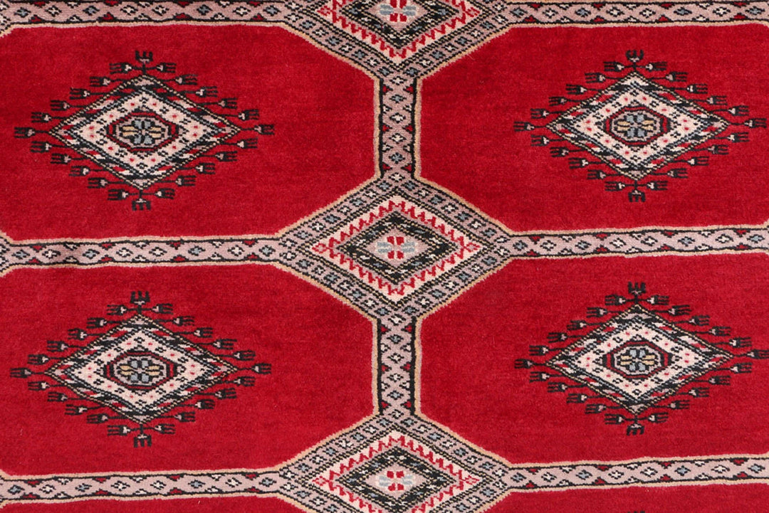 Dark Red Pakistani Jaldar Rug 5' 8" x 8' 4" Hand-Knotted | No. QA13421