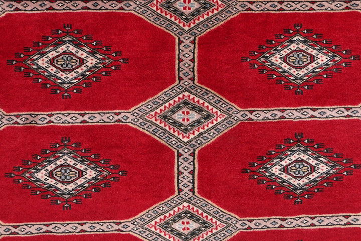 Dark Red Pakistani Jaldar Rug 5' 8" x 8' 4" Hand-Knotted | No. QA13421
