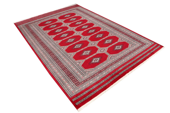 Dark Red Pakistani Jaldar Rug 5' 8" x 8' 4" Hand-Knotted | No. QA13421