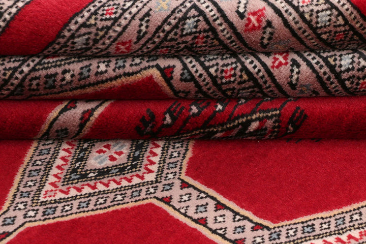 Dark Red Pakistani Jaldar Rug 5' 8" x 8' 4" Hand-Knotted | No. QA13421