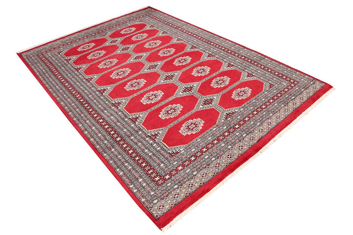 Red Pakistani Jaldar Rug 5' 7" x 8' Hand-Knotted | No. QA13438