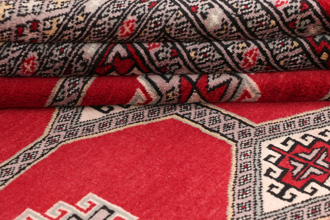 Red Pakistani Jaldar Rug 5' 7" x 8' Hand-Knotted | No. QA13438