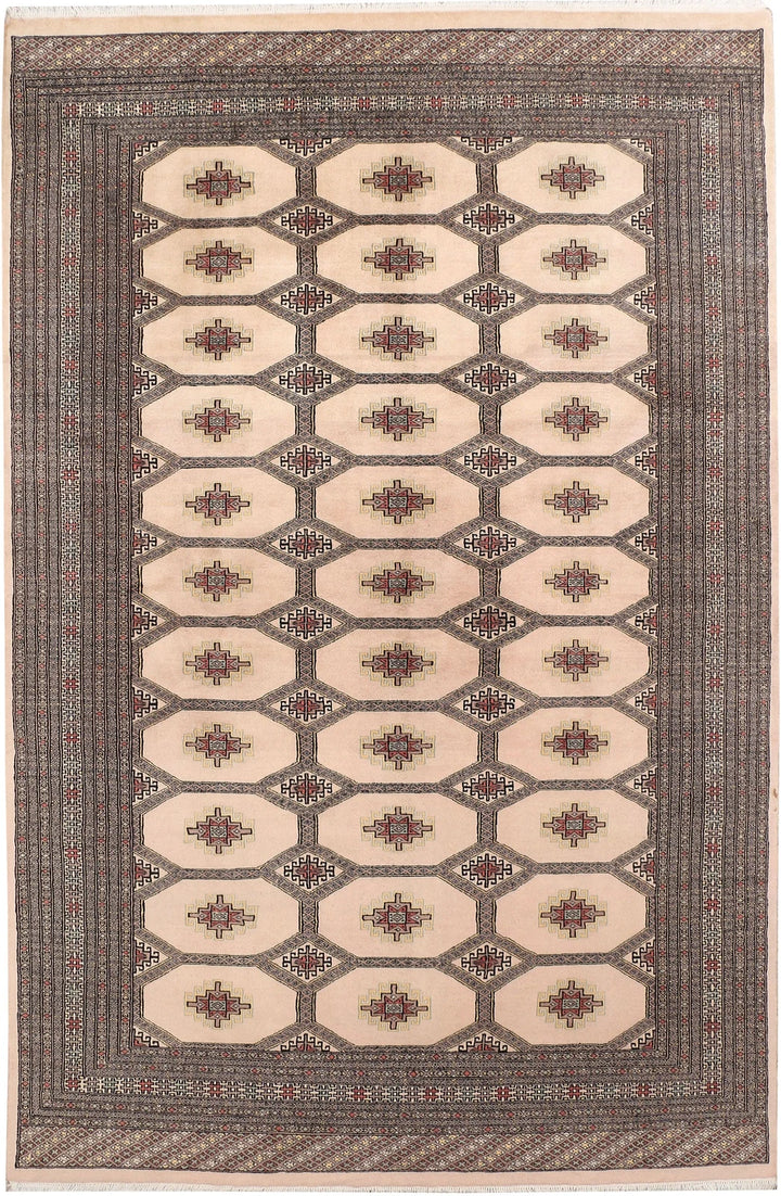 Wheat Pakistani Jaldar Rug 6' 7" x 10' 1" Hand-Knotted | No. QA13527