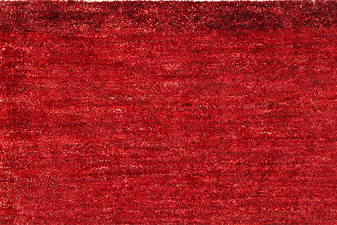 Red Pakistani Gabbeh Rug 5' 6" x 8' 1" Hand-Knotted | No. QA13556