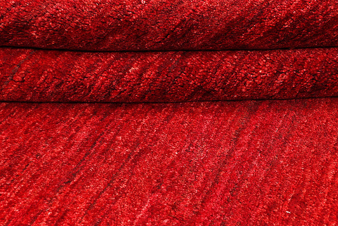 Red Pakistani Gabbeh Rug 5' 6" x 8' 1" Hand-Knotted | No. QA13556