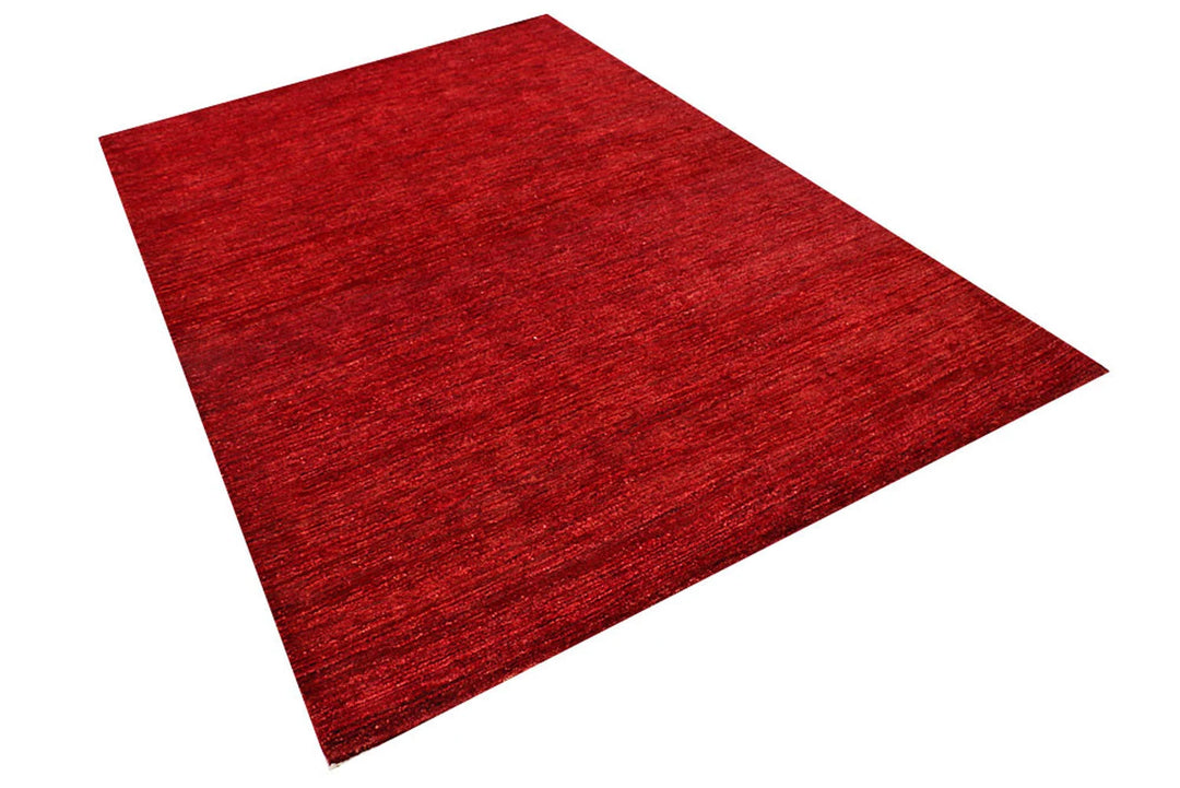 Red Pakistani Gabbeh Rug 5' 6" x 8' 1" Hand-Knotted | No. QA13556