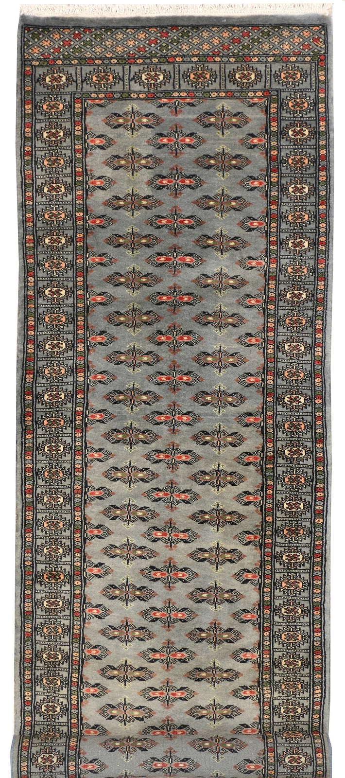 Grey Pakistani Butterfly Rug 2' 6" x 7' 9" Hand-Knotted | No. QA13620