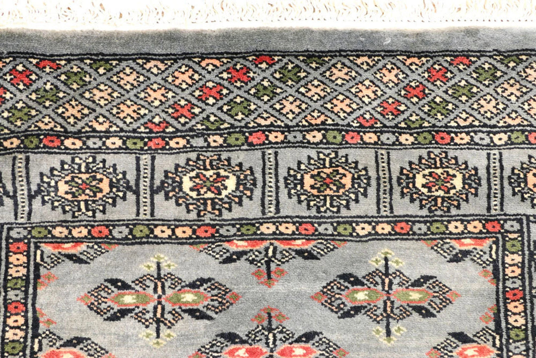 Grey Pakistani Butterfly Rug 2' 6" x 7' 9" Hand-Knotted | No. QA13620