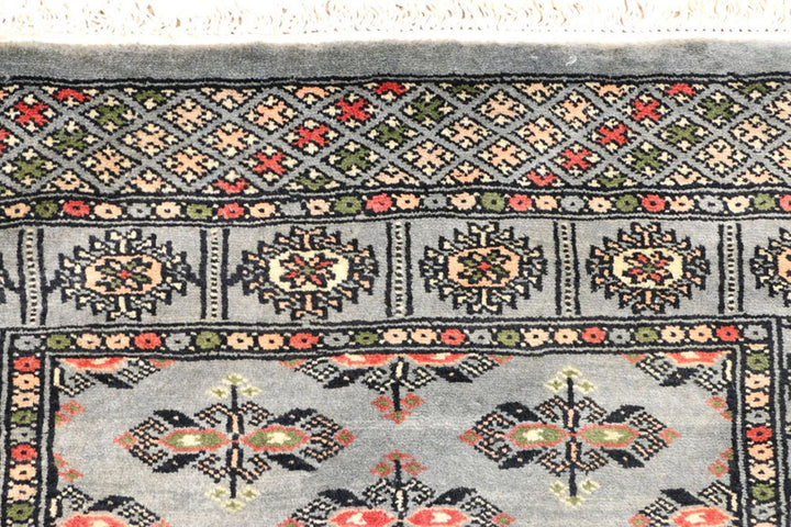 Grey Pakistani Butterfly Rug 2' 6" x 7' 9" Hand-Knotted | No. QA13620