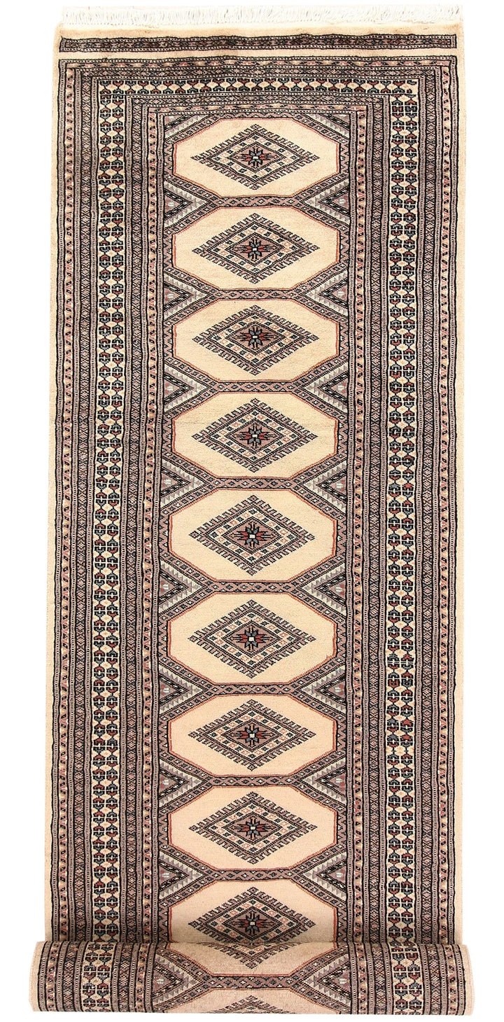 Wheat Pakistani Jaldar Runner Rug 2' 7" x 10' 2" Hand-Knotted | No. QA13636